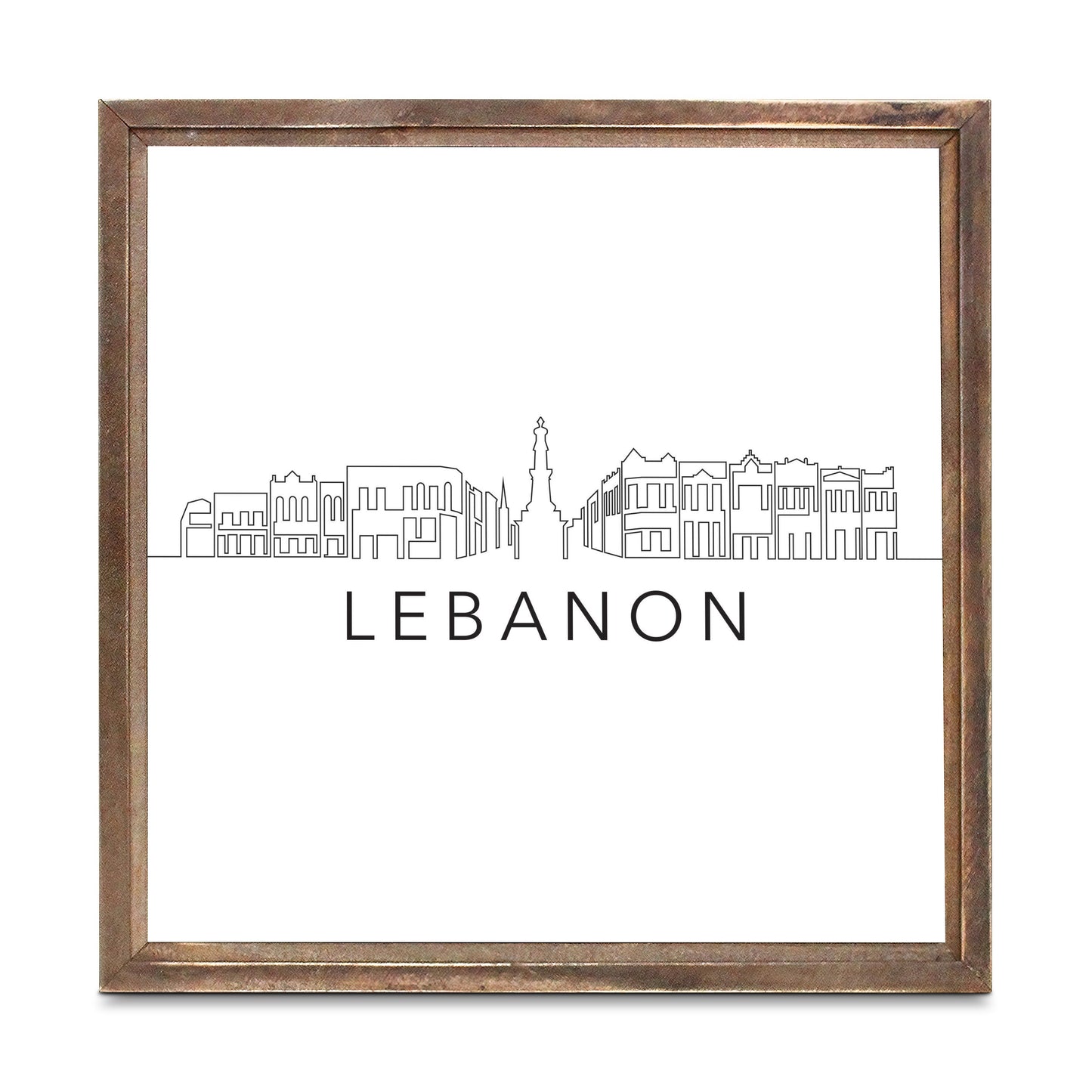 Minimalist B&W Tennessee Lebanon Skyline | Wood Sign | Eaches | Min 1