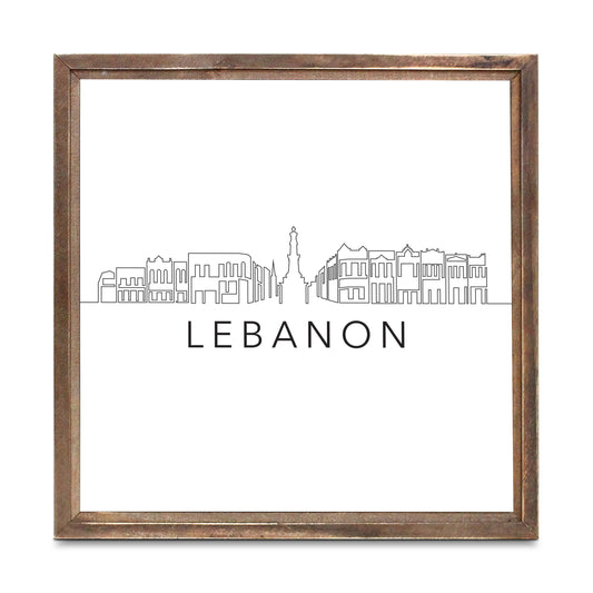 Minimalist B&W Tennessee Lebanon Skyline | Wood Sign | Eaches | Min 1