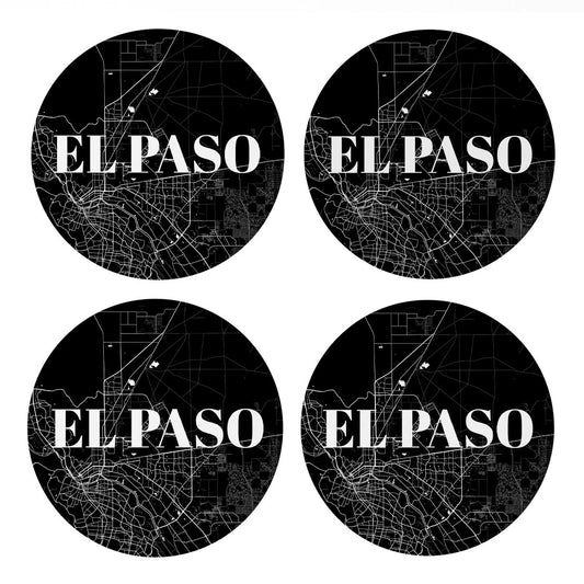 Minimalistic B&W Texas El Paso Map | Absorbent Coasters | Set of 4 | Min 2