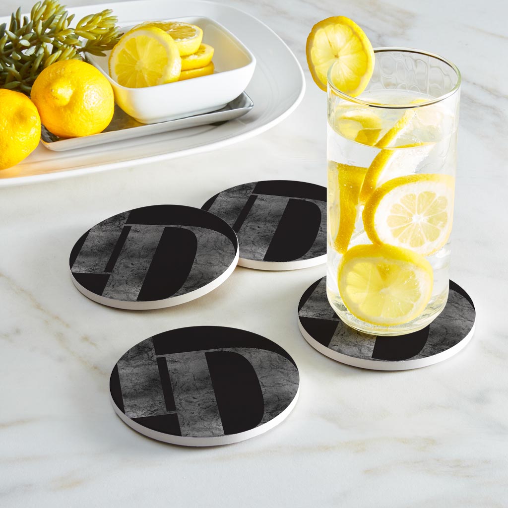 Minimalist B&W Idaho Black Initials | Absorbent Coasters | Set of 4 | Min 2