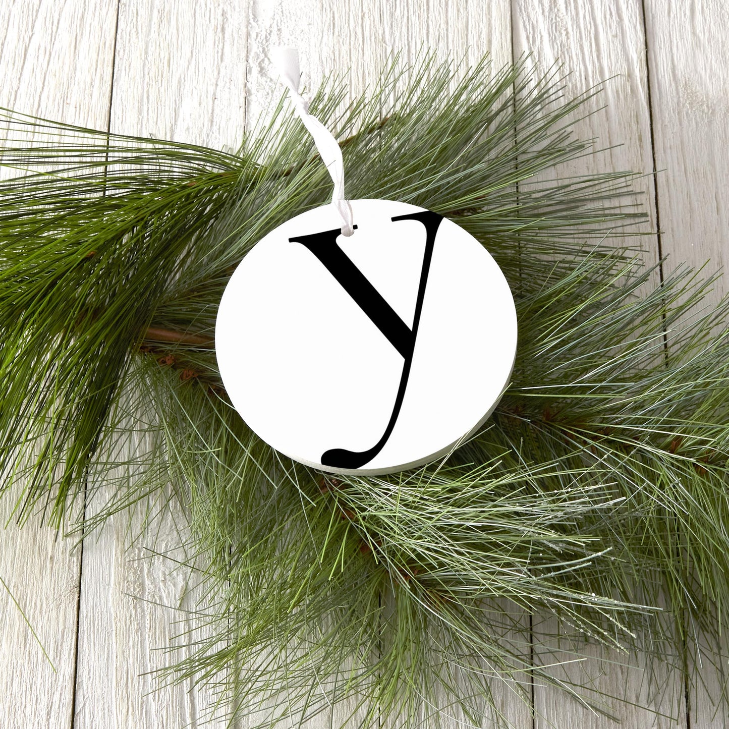 Minimalist Monogram Y Circle| Wood Ornament | Eaches | Min 6