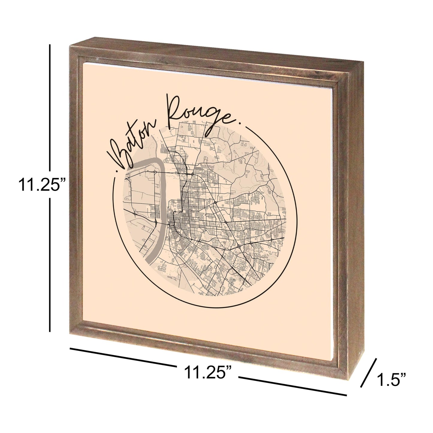 Louisiana Colorful Baton Rouge Circle Map | Wood Sign | Eaches | Min 1