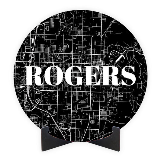 Minimalist B&W Arkansas Rogers Map | Wood Sign | Eaches | Min 1