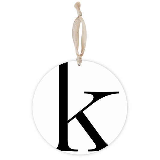 Minimalist Monogram K | Wood Ornament | Eaches | Min 1