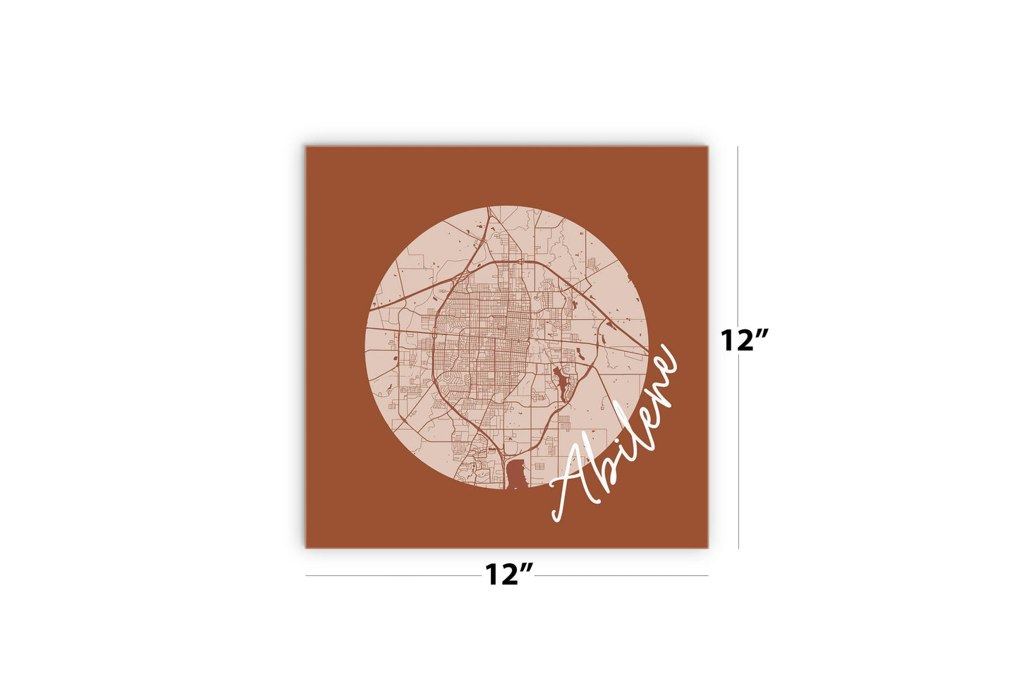 Modern Minimalist Texas Abilene Circle Map | Wood Sign | Eaches | Min 2