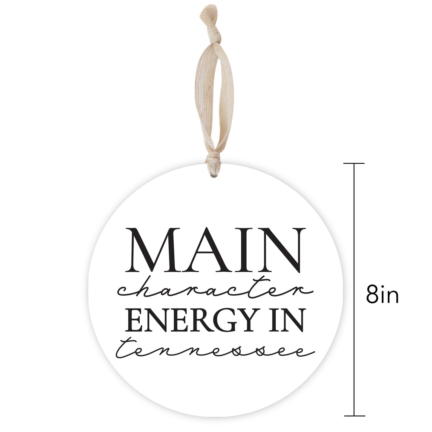 Minimalist B&W Tennessee Main Character Energy | Wood Ornament | Eaches | Min 1