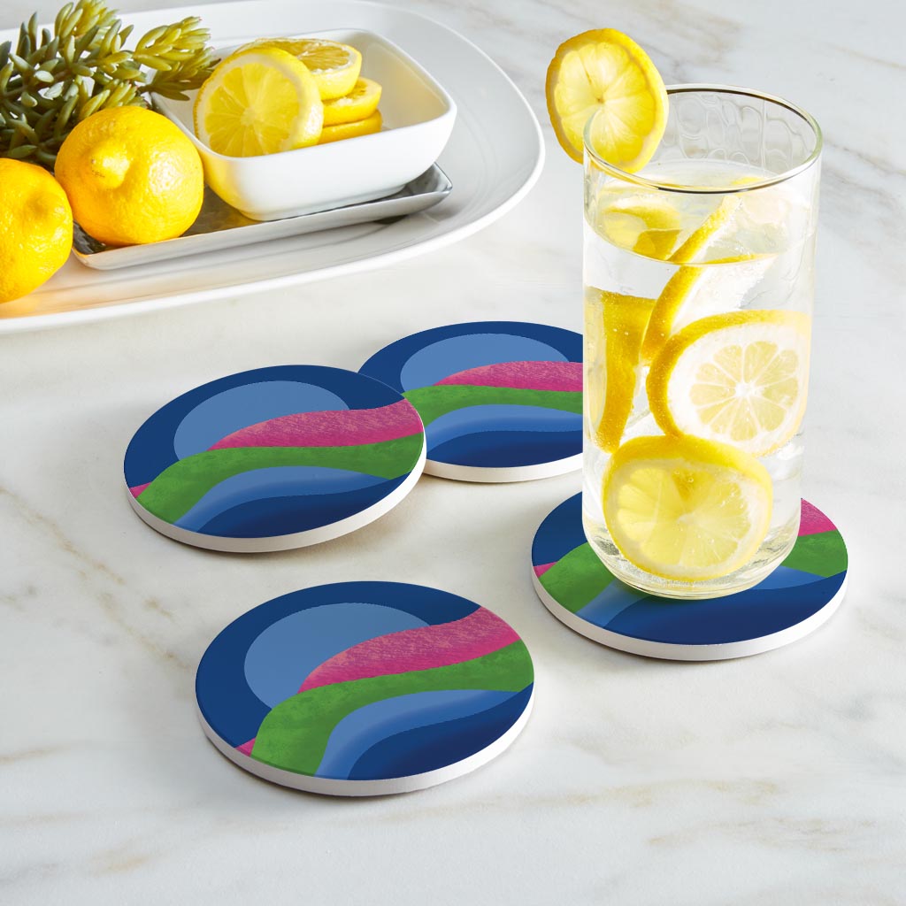 Polysexual Pride Moon Waves| Absorbent Coasters | Set of 4 | Min 2