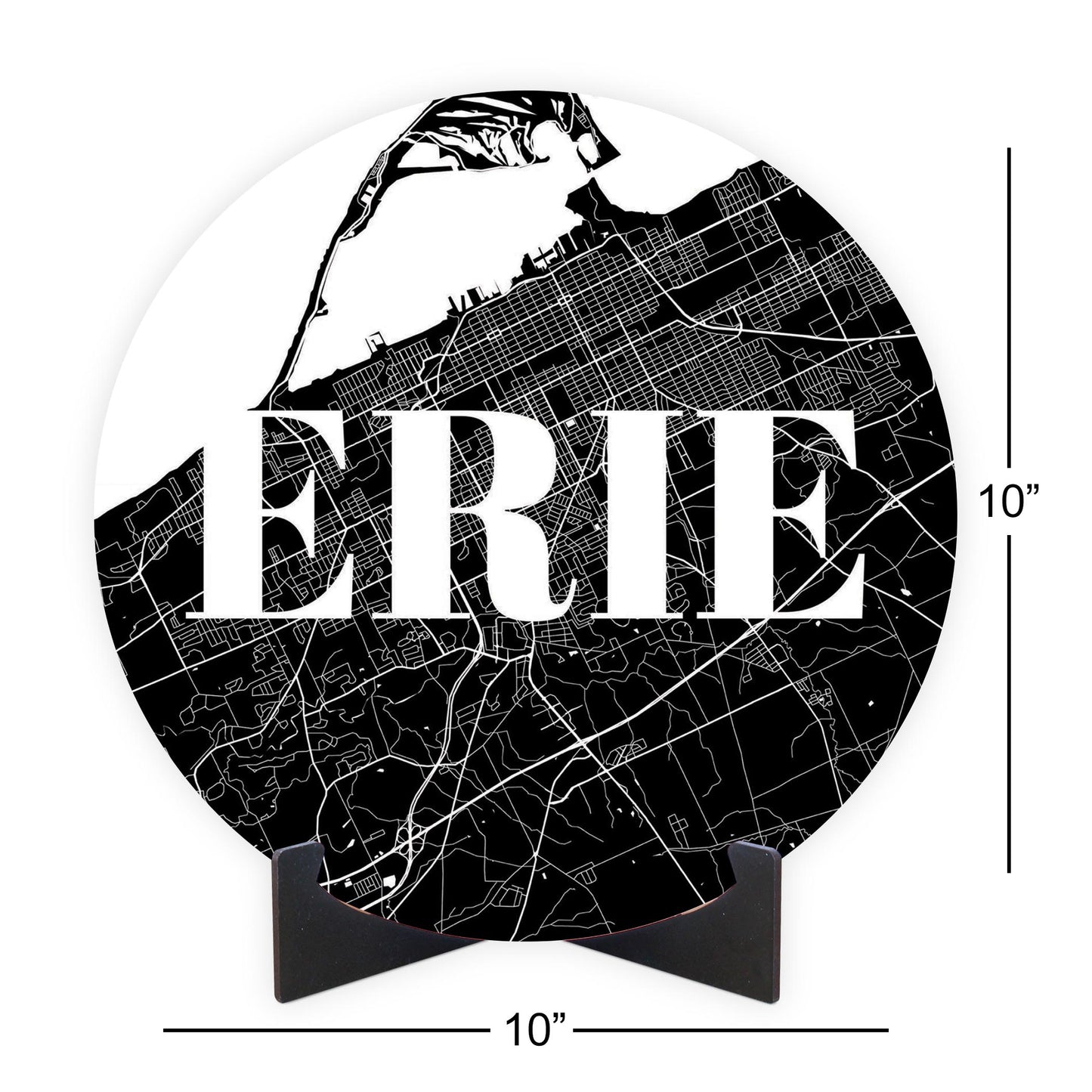 Minimalistic B&W Pennsylvania Erie Map | Wood Sign | Eaches | Min 1