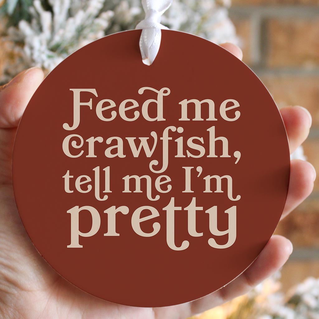 Modern Minimalist Louisiana Feed Me Crawfish | Wood Ornament | Eaches | Min 6