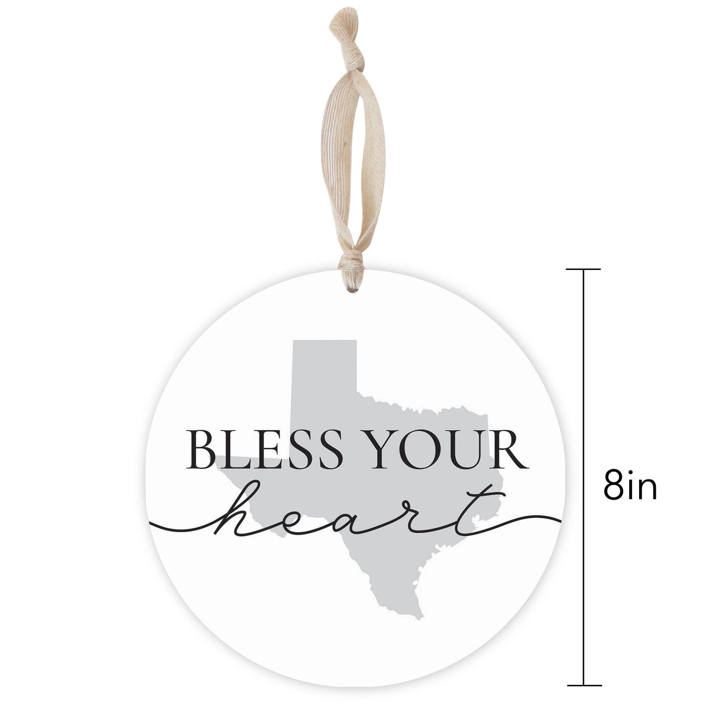 Minimalistic B&W Texas Bless Your Heart | Wood Ornament | Eaches | Min 1