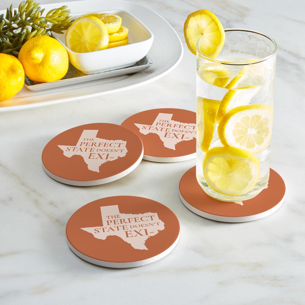 Modern Minimalist Texas The Perfect State Doesnt Exi | Absorbent Coasters | Set of 4 | Min 2