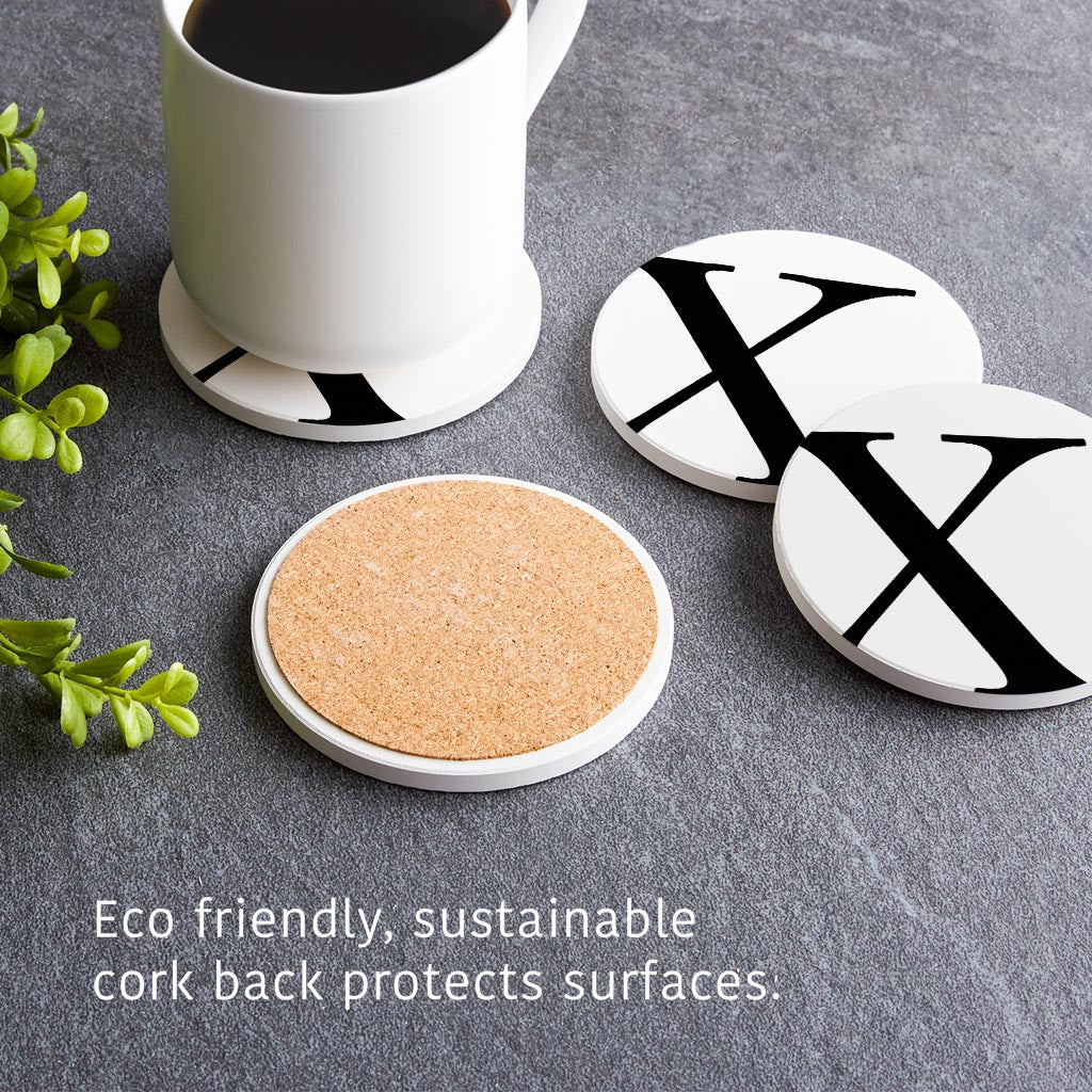 Minimalist Monogram X Circle | Absorbent Coasters | Set of 4 | Min 2