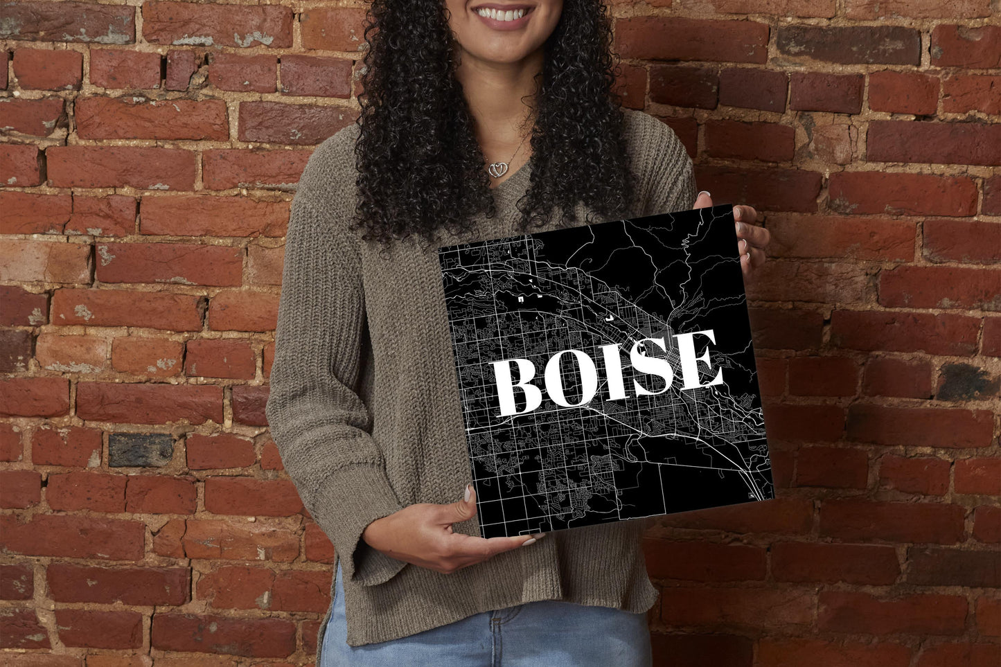 Minimalist B&W Idaho Boise Map | Wood Sign | Eaches | Min 2