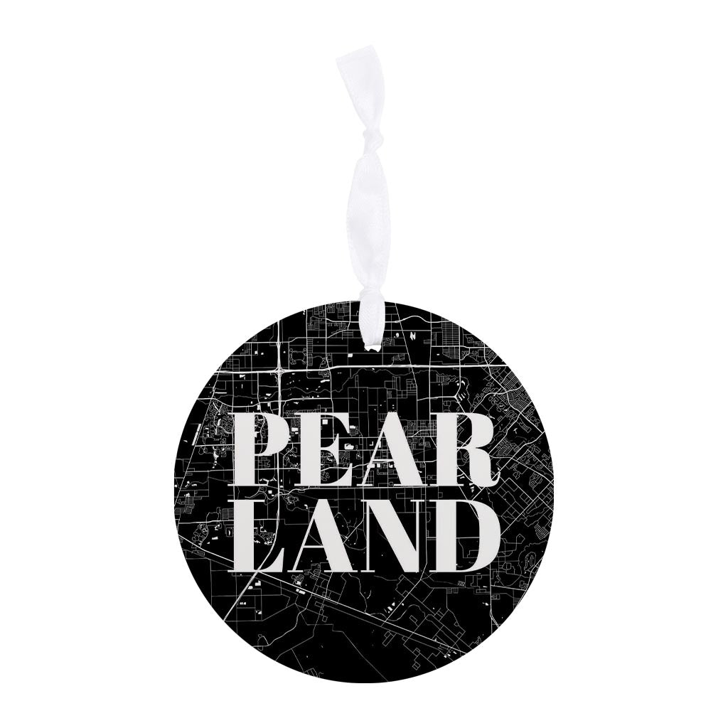 Minimalistic B&W Texas Pearland City Map | Wood Ornament | Eaches | Min 6