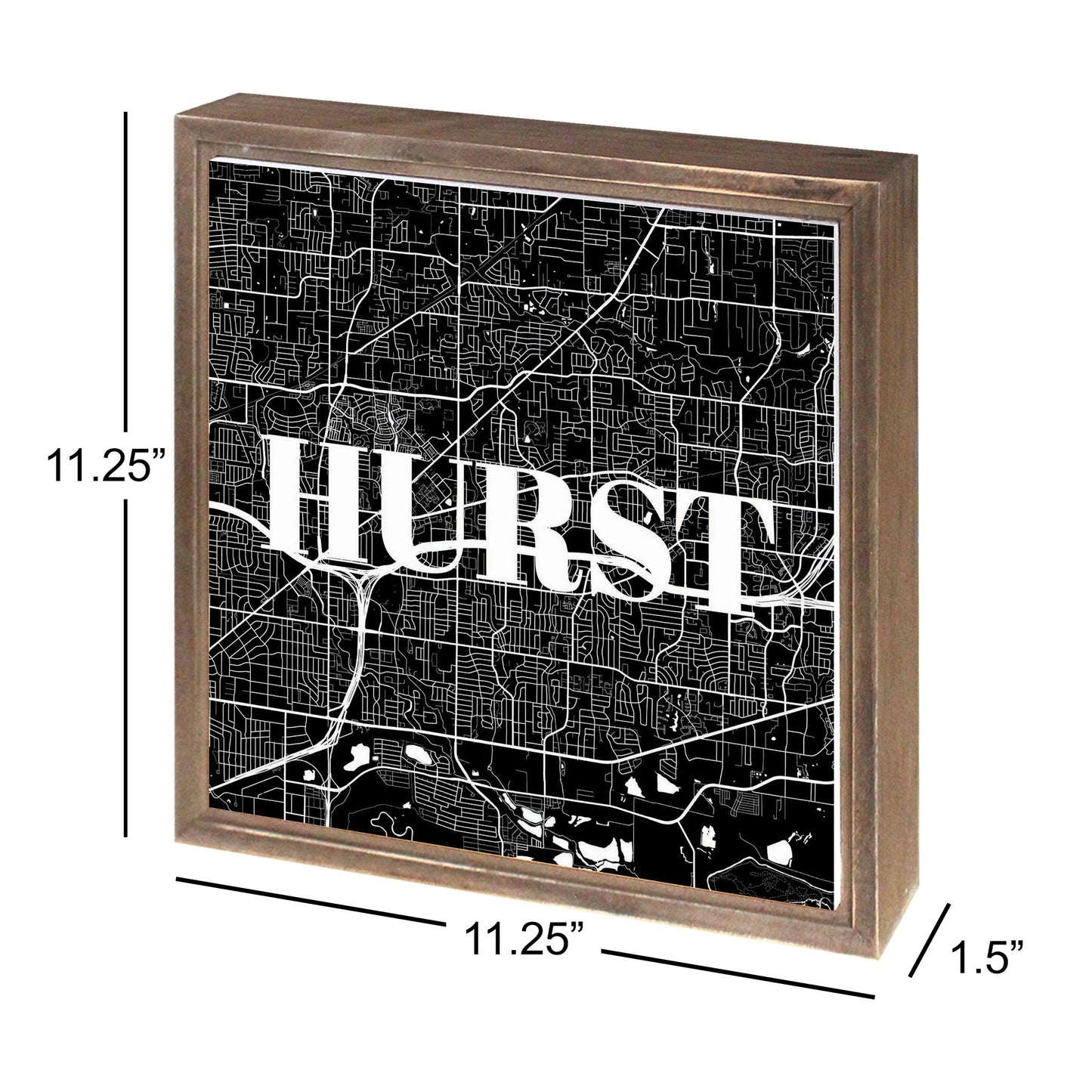 Minimalistic B&W Texas Hurst Map | Wood Sign | Eaches | Min 1