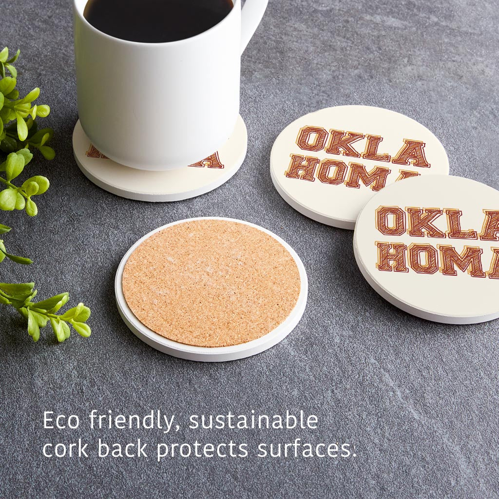 Modern Minimalist Oklahoma | Absorbent Coasters | Set of 4 | Min 2