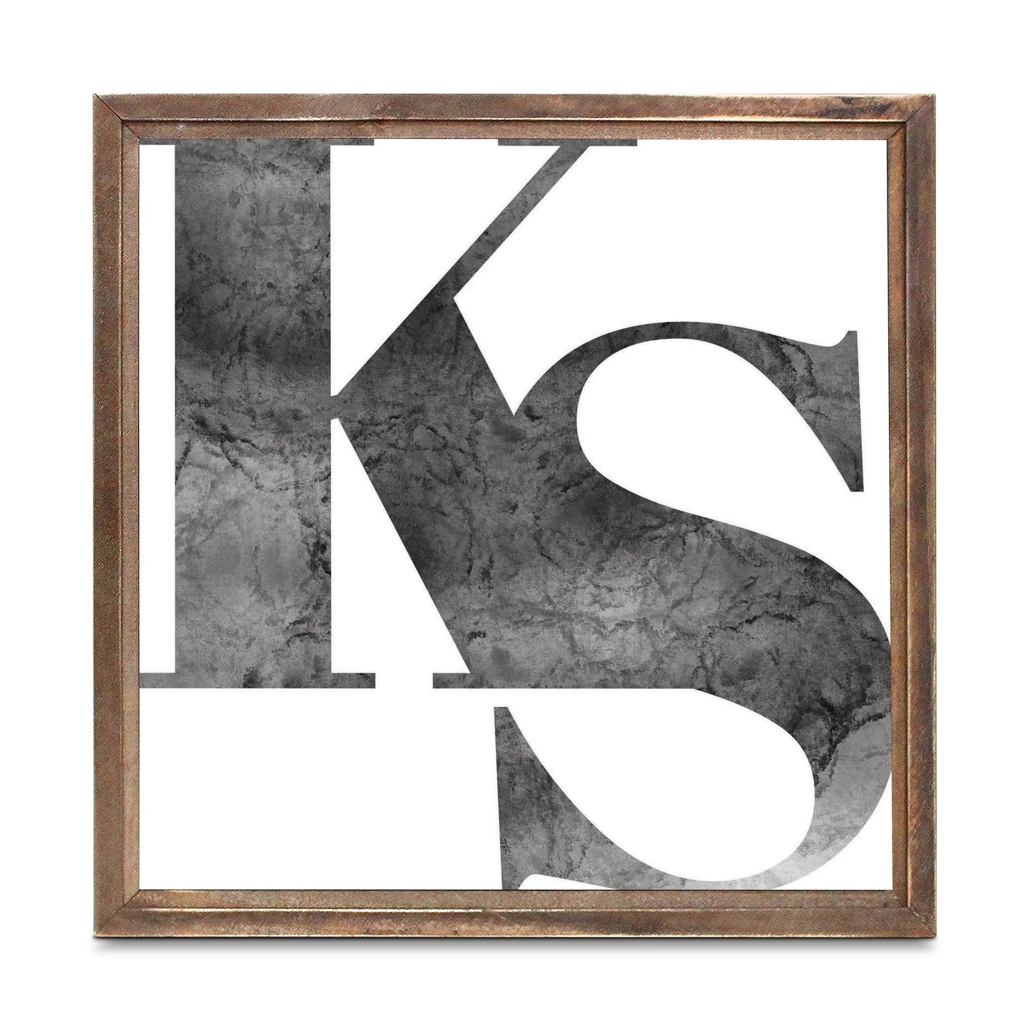 Minimalist B&W Kansas White Initials | Wood Sign | Eaches | Min 1