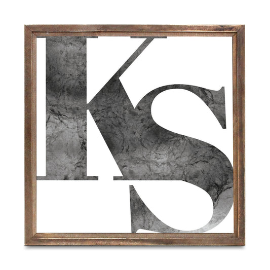 Minimalist B&W Kansas White Initials | Wood Sign | Eaches | Min 1