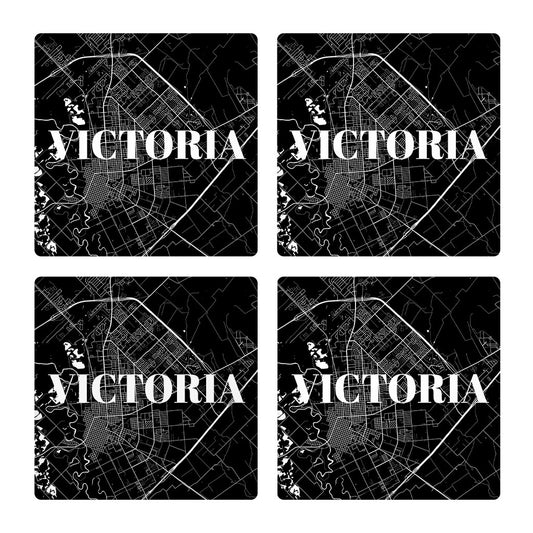 Minimalistic B&W Texas Victoria Map | Absorbent Coasters | Set of 4 | Min 2