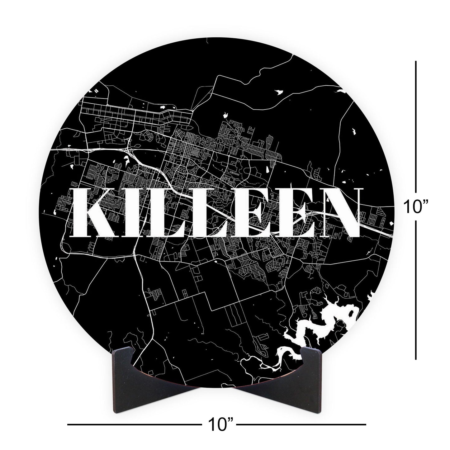 Minimalistic B&W Texas Killeen Map | Wood Sign | Eaches | Min 1