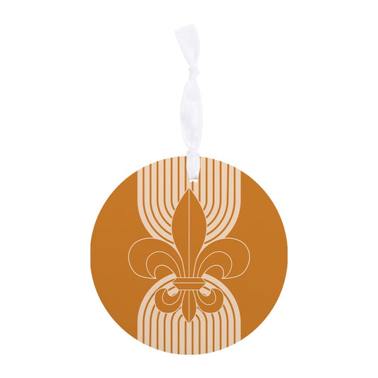 Modern Minimalist Louisiana Orange Fleu De Lis| Wood Ornament | Eaches | Min 6