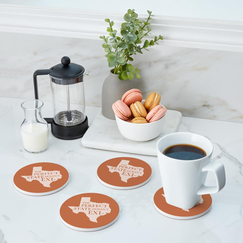 Modern Minimalist Texas The Perfect State Doesnt Exi | Absorbent Coasters | Set of 4 | Min 2