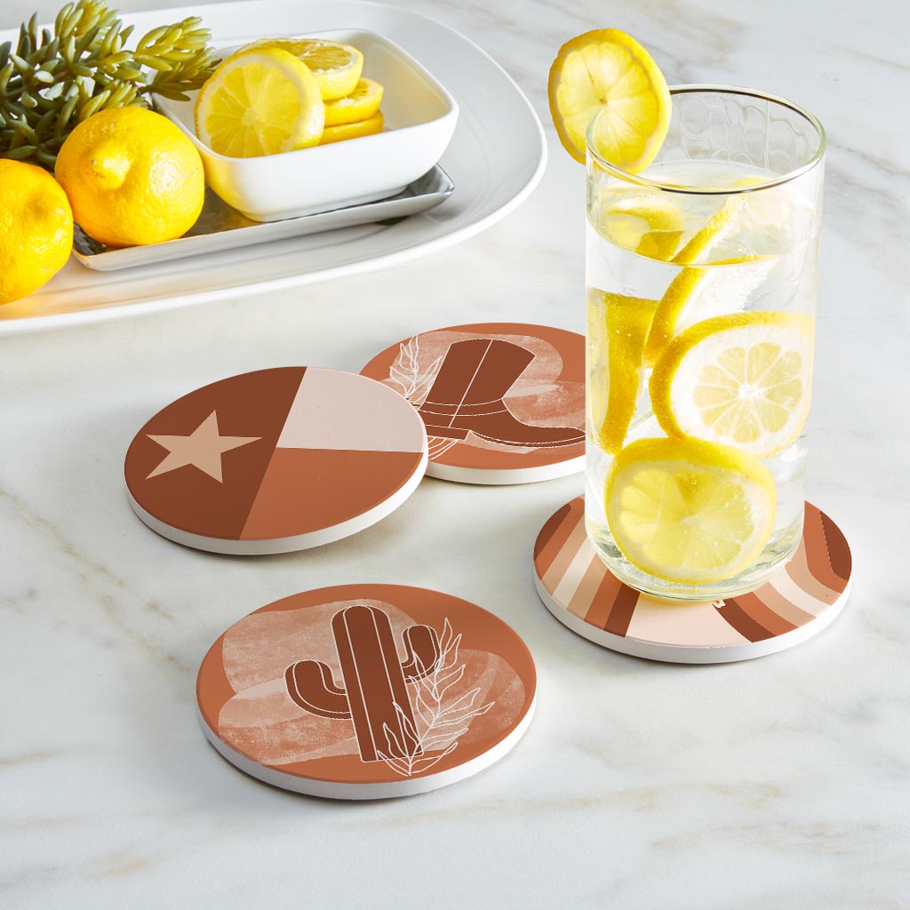 Modern Minimalist Texas Set | Absorbent Coasters | Set of 4 | Min 2