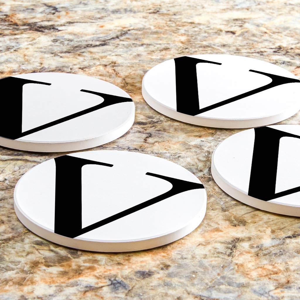 Minimalist Monogram V Circle | Absorbent Coasters | Set of 4 | Min 2