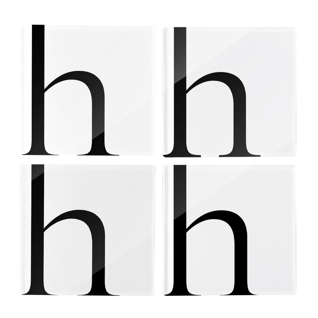 Minimal Monogram H | Hi-Def Glass Coasters | Set of 4 | Min 2