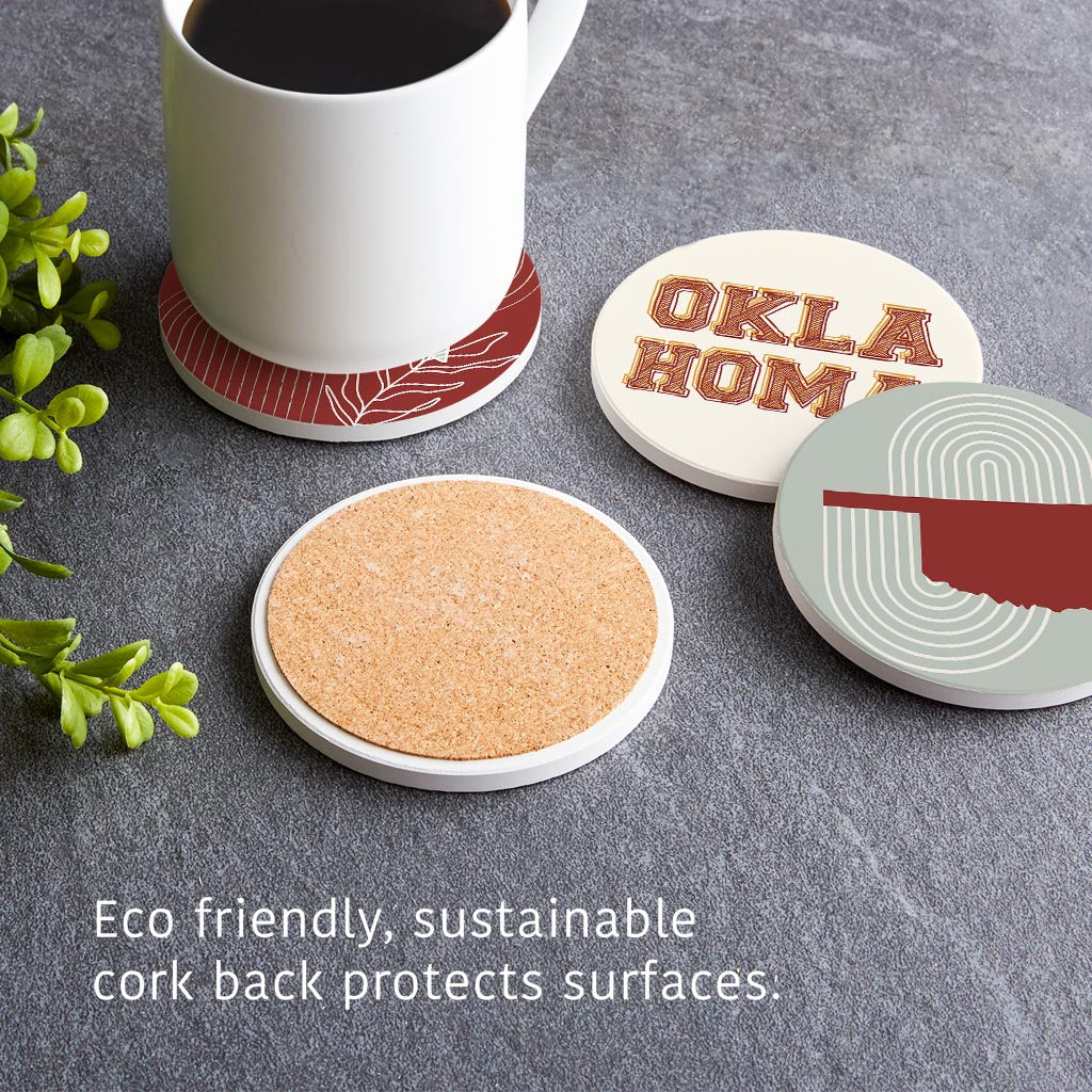 Modern Minimalist Oklahoma Set | Absorbent Coasters | Set of 4 | Min 2