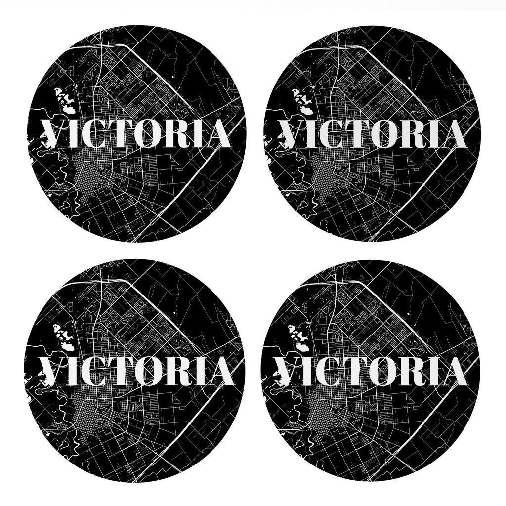 Minimalistic B&W Texas Victoria Map| Absorbent Coasters | Set of 4 | Min 2