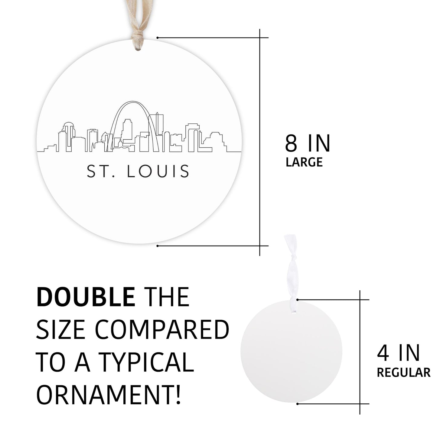 Minimalist B&W Missouri St Louis Skyline | Wood Ornament | Eaches | Min 1