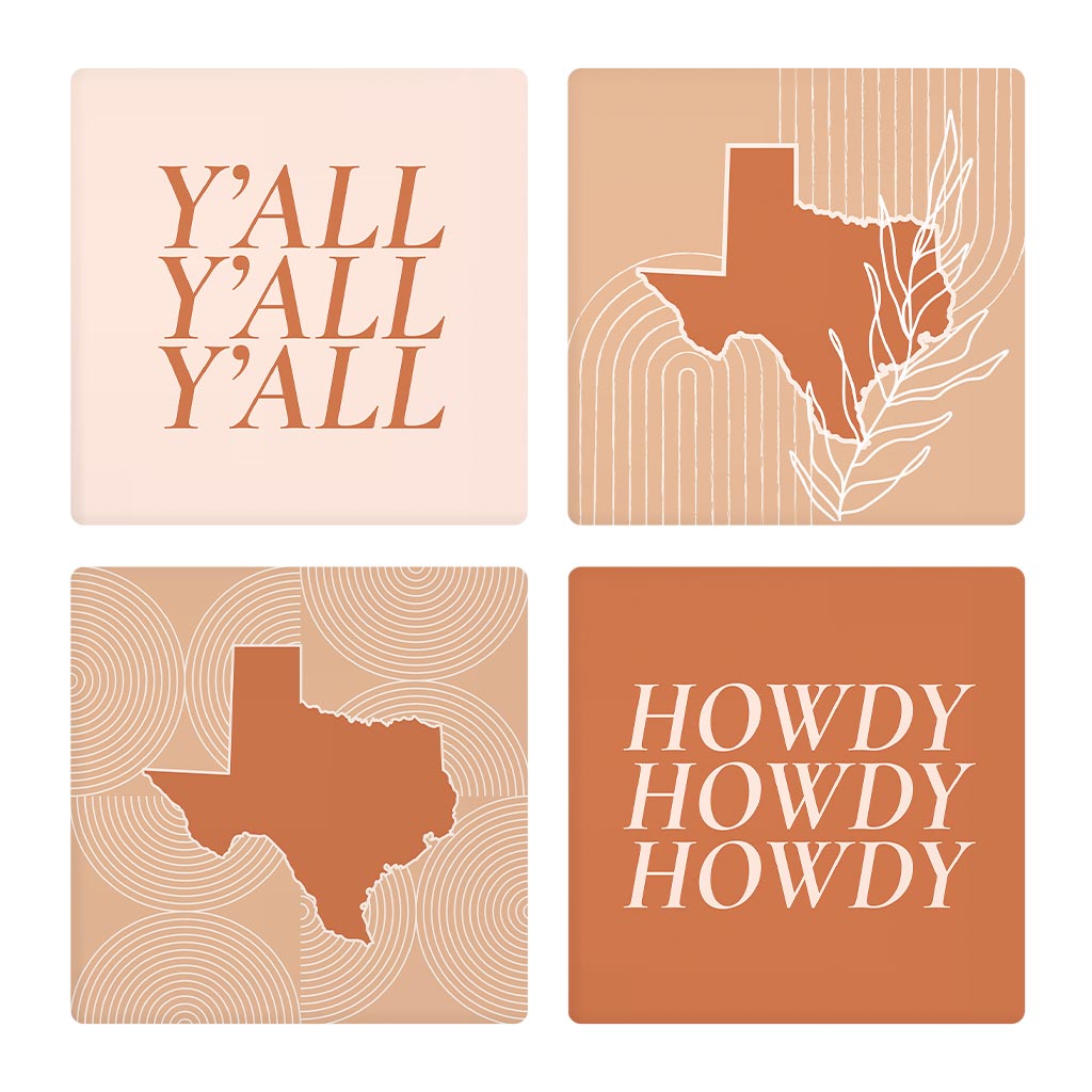 Modern Minimalist Texas Set | Absorbent Coasters | Set of 4 | Min 2