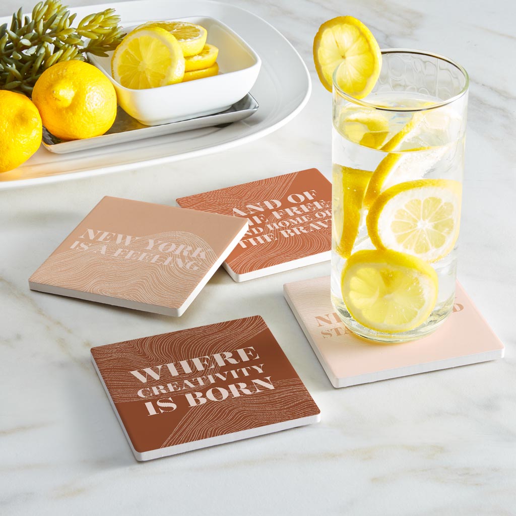 Modern Minimalist New York Quips | Absorbent Coasters | Set of 4 | Min 2