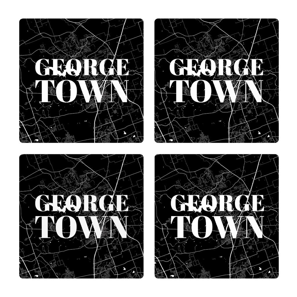 Minimalistic B&W Texas Georgetown Map| Absorbent Coasters | Set of 4 | Min 2