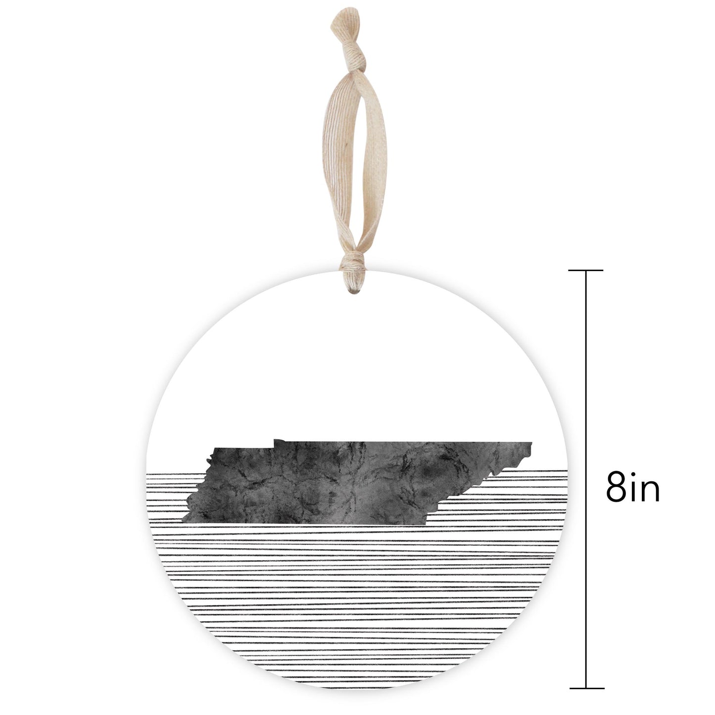 Minimalist B&W Tennessee State With Straight Lines| Wood Ornament | Eaches | Min 1