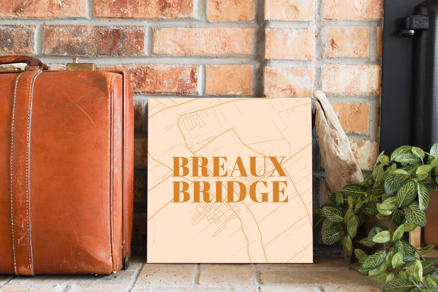 Modern Minimalist Louisiana Breaux Bridge Map | Wood Sign | Eaches | Min 2