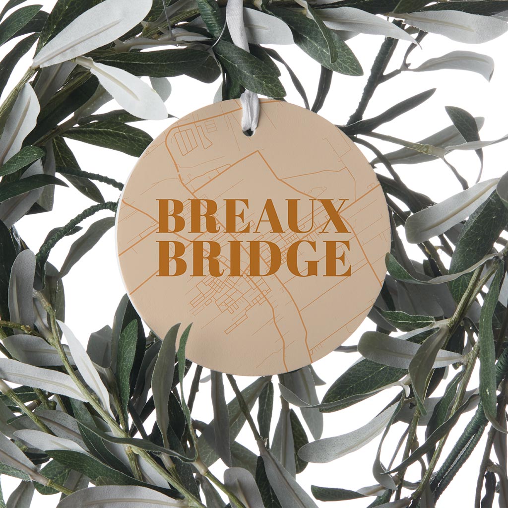 Modern Minimalist Louisiana Breaux Bridge Map | Wood Ornament | Eaches | Min 6