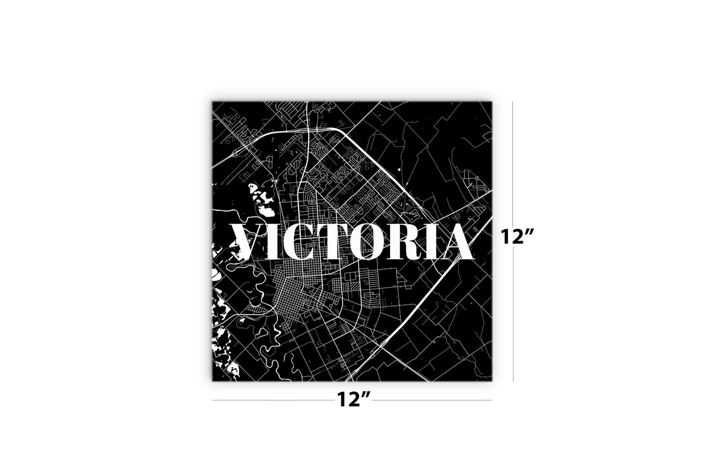 Minimalistic B&W Texas Victoria Map | Wood Sign | Eaches | Min 2