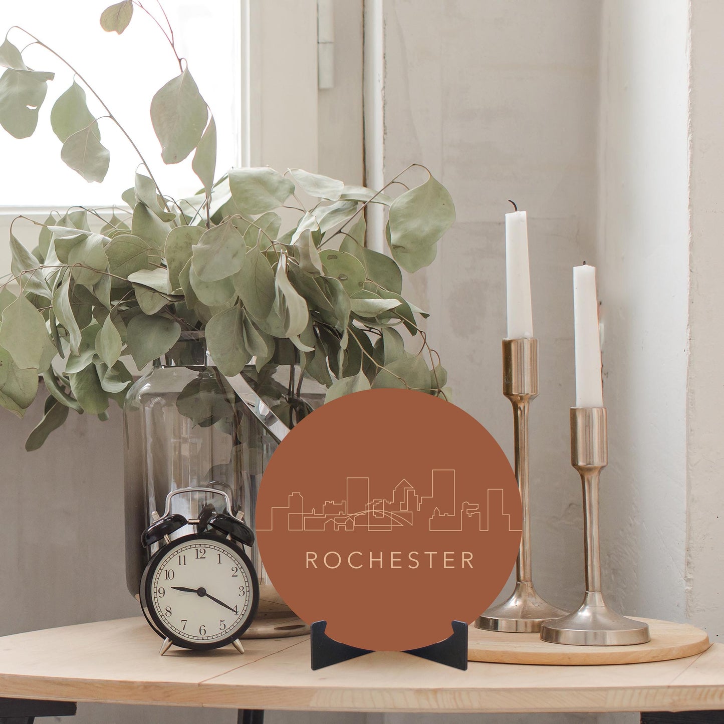 Modern Minimalist New York Rochester Skyline | Wood Sign | Eaches | Min 1