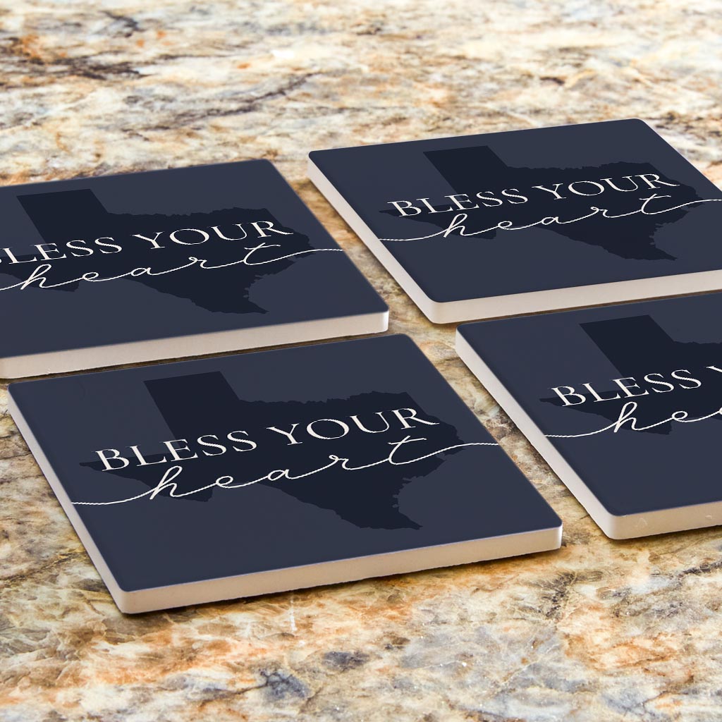 Modern Minimalist Texas Bless Your Heart| Absorbent Coasters | Set of 4 | Min 2