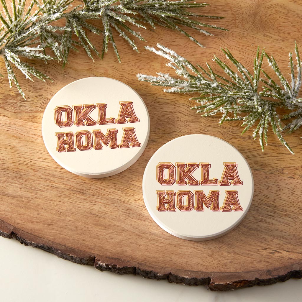 Modern Minimalist Oklahoma | Absorbent Car Coasters | Set of 2 | Min 4