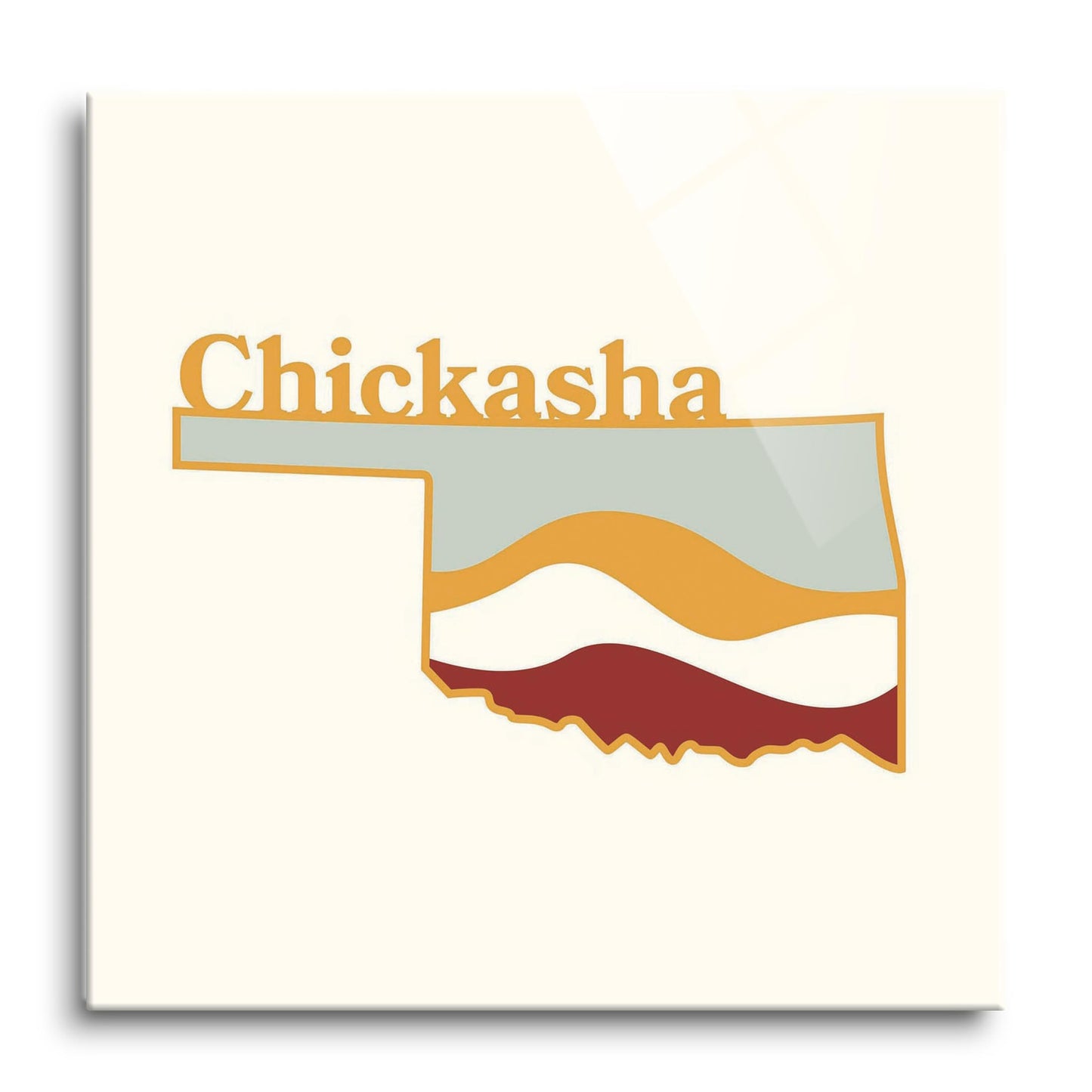 Modern Minimalist Oklahoma State Chickasha | Hi-Def Glass Art | Eaches | Min 1