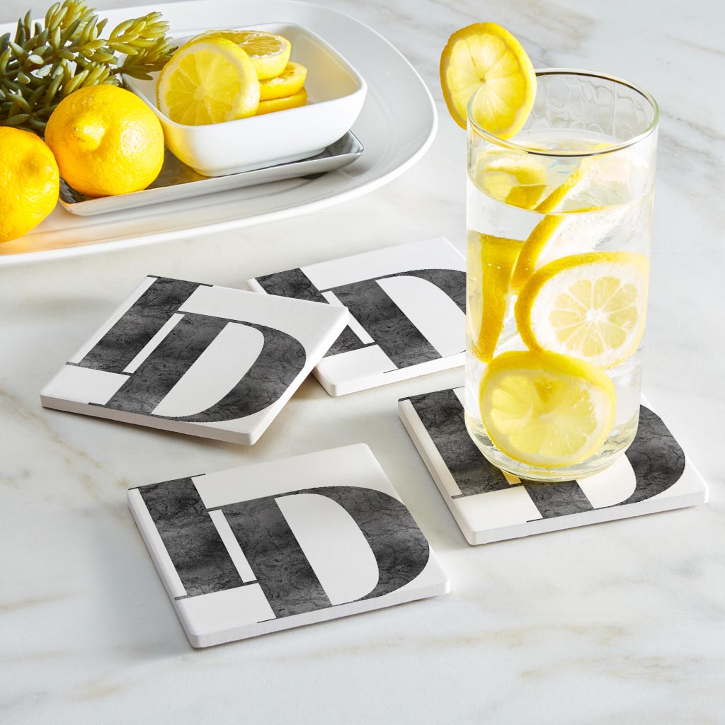 Minimalist B&W Idaho White Initials | Absorbent Coasters | Set of 4 | Min 2