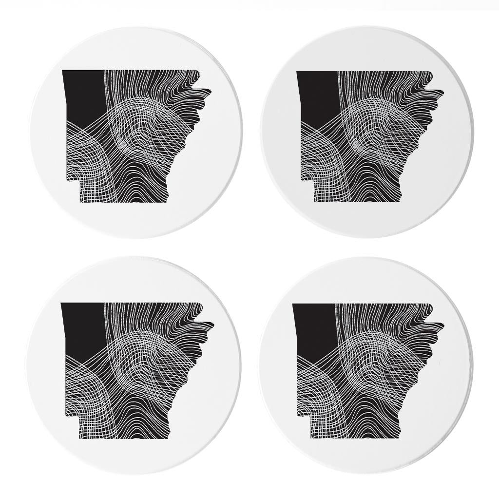 B&W Minimalist Arkansas Fluid Lines | Absorbent Coasters | Set of 4 | Min 2