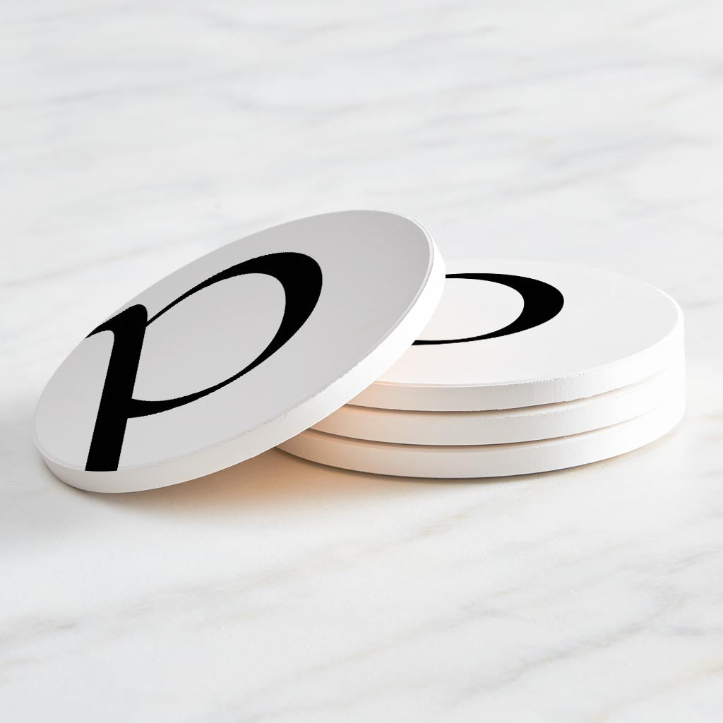 Minimalist Monogram P Circle | Absorbent Coasters | Set of 4 | Min 2