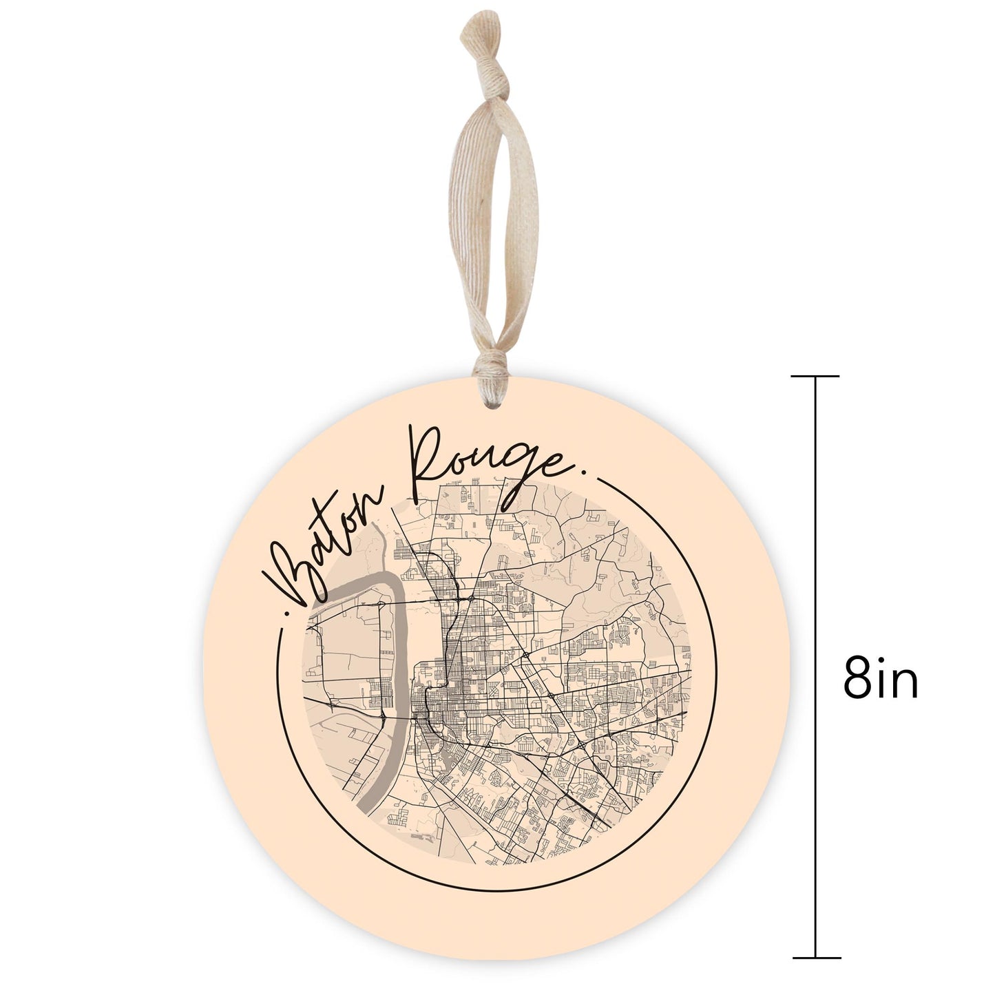 Louisiana Colorful Baton Rouge Circle Map | Wood Ornament | Eaches | Min 1