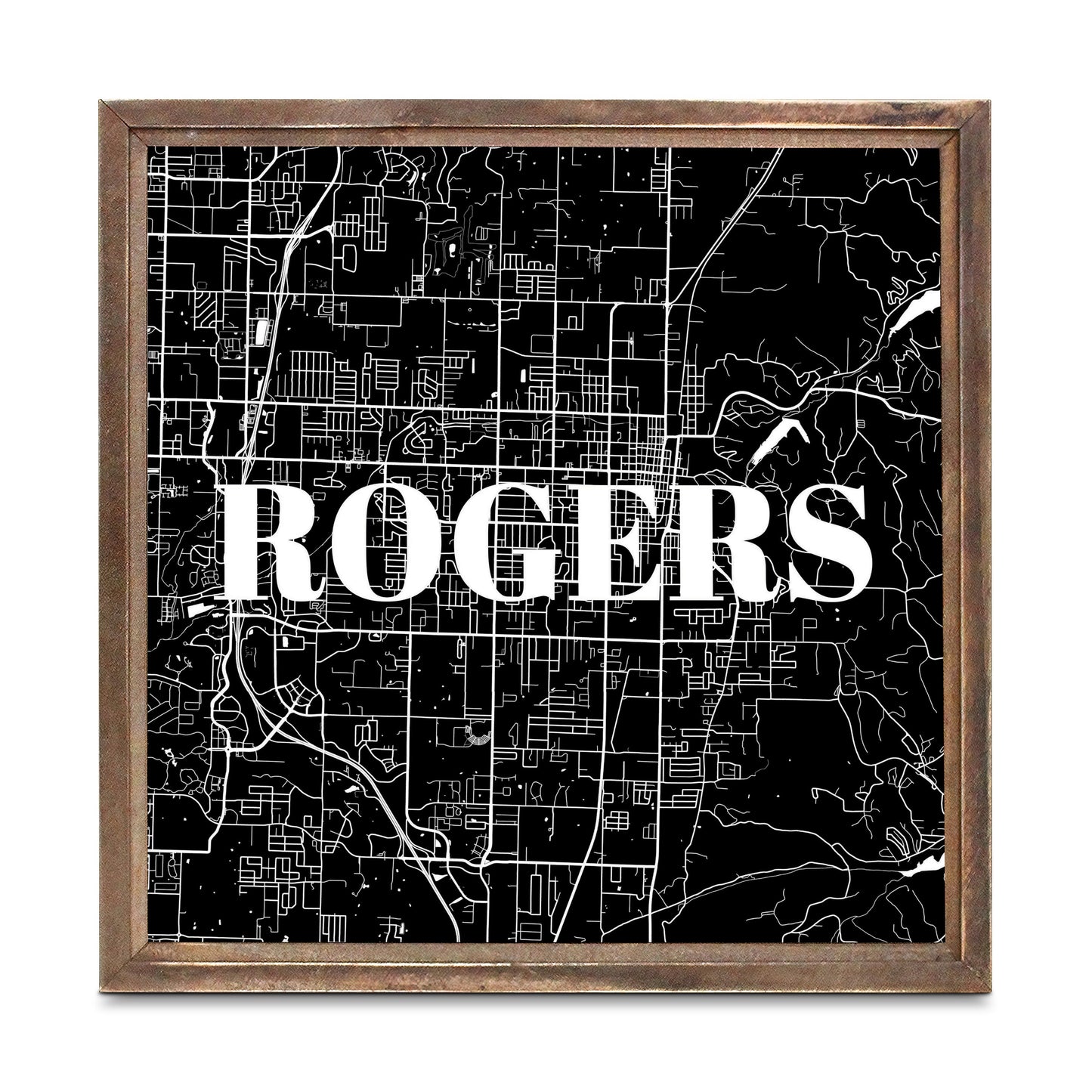 Minimalist B&W Arkansas Rogers Map | Wood Sign | Eaches | Min 1