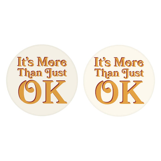 Modern Minimalist Oklahoma More Than Just Ok | Absorbent Car Coasters | Set of 2 | Min 4