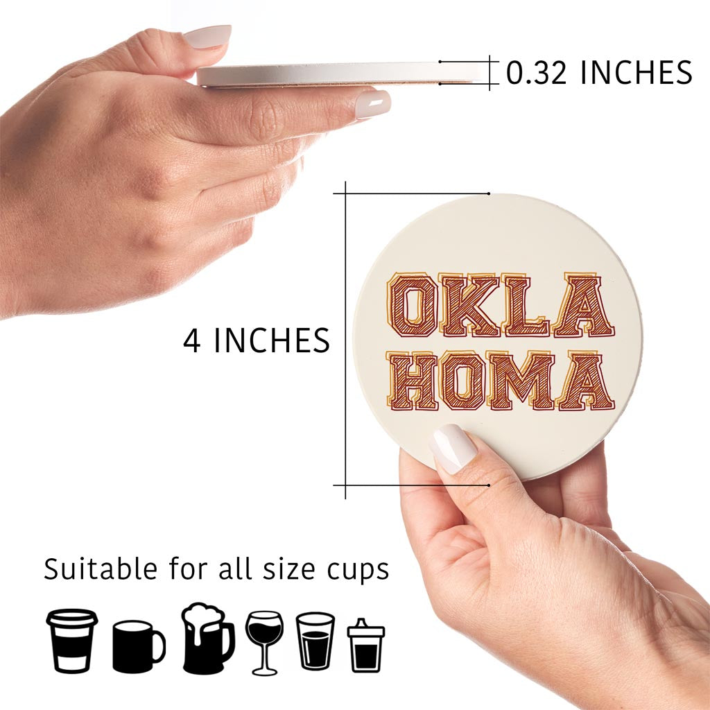 Modern Minimalist Oklahoma | Absorbent Coasters | Set of 4 | Min 2